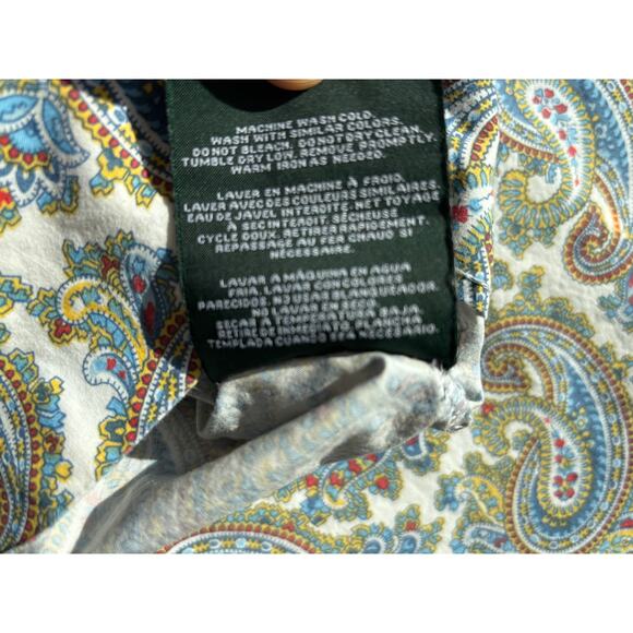 2xLauren Ralph Lauren Standard Multicolor Paisley Cotton Pillow Cover Green Blue - Picture 6 of 16